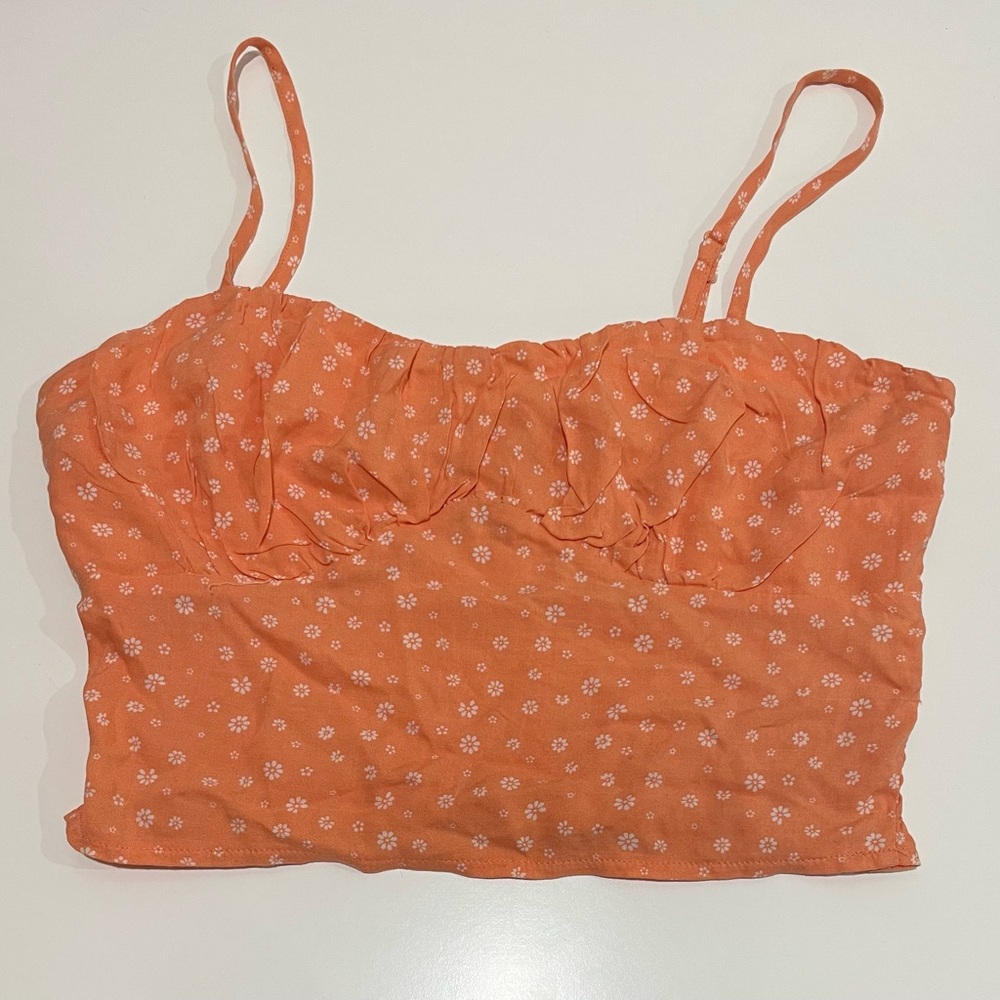Orange floral tank top
